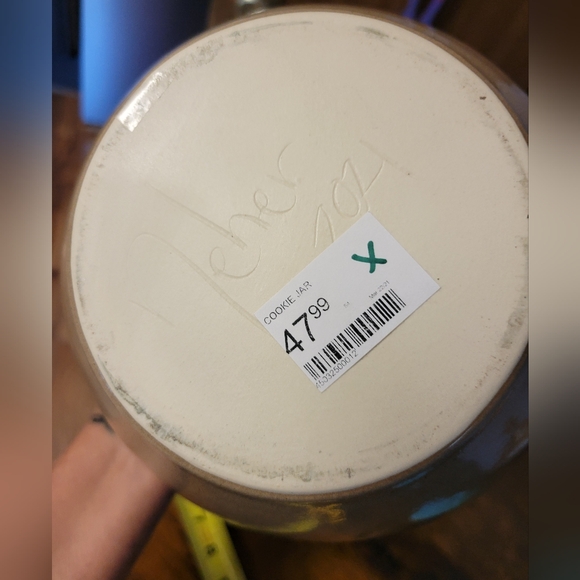 Clay in Motion Blue & Tan Cookie Jar signed by artist - Picture 6 of 10